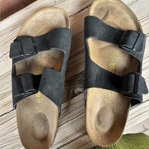 Birkenstock Black Suede Slip-On Sandals- Like New.